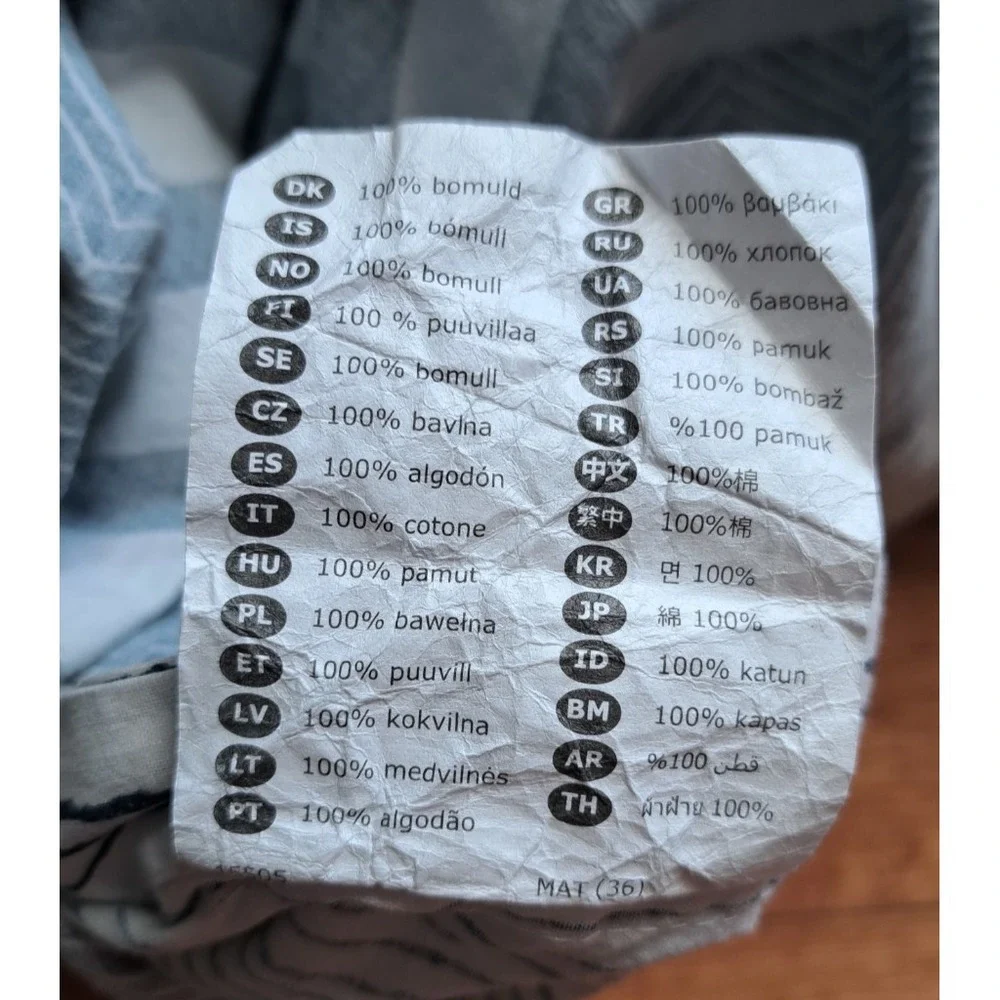 Ikea 100% Cotton Geometric Print Duvet Cover Plastic Snaps Closure Queen
